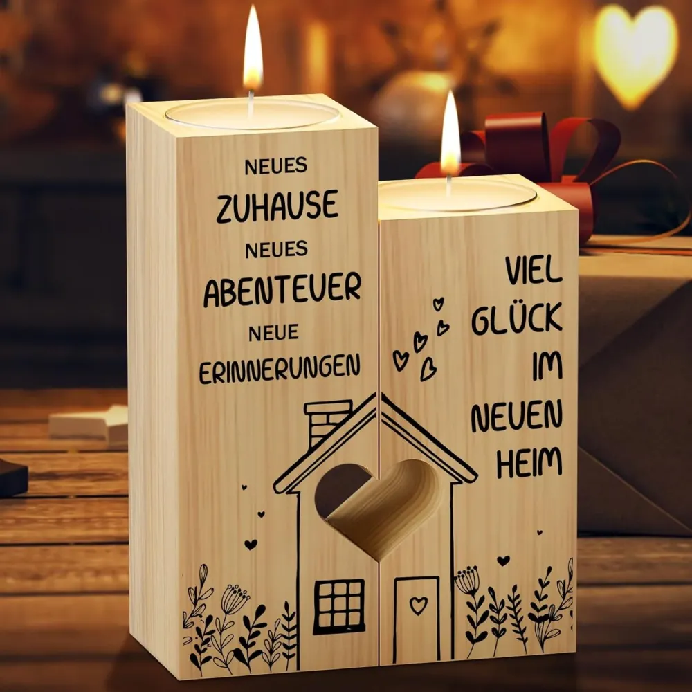 Kerzenhalter Einzugsgeschenk Wohnung Teelichthalter Holz