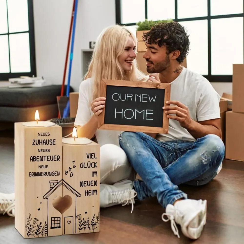 Kerzenhalter Einzugsgeschenk Wohnung Teelichthalter Holz