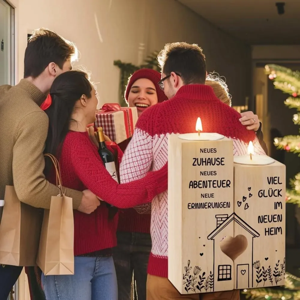 Kerzenhalter Einzugsgeschenk Wohnung Teelichthalter Holz