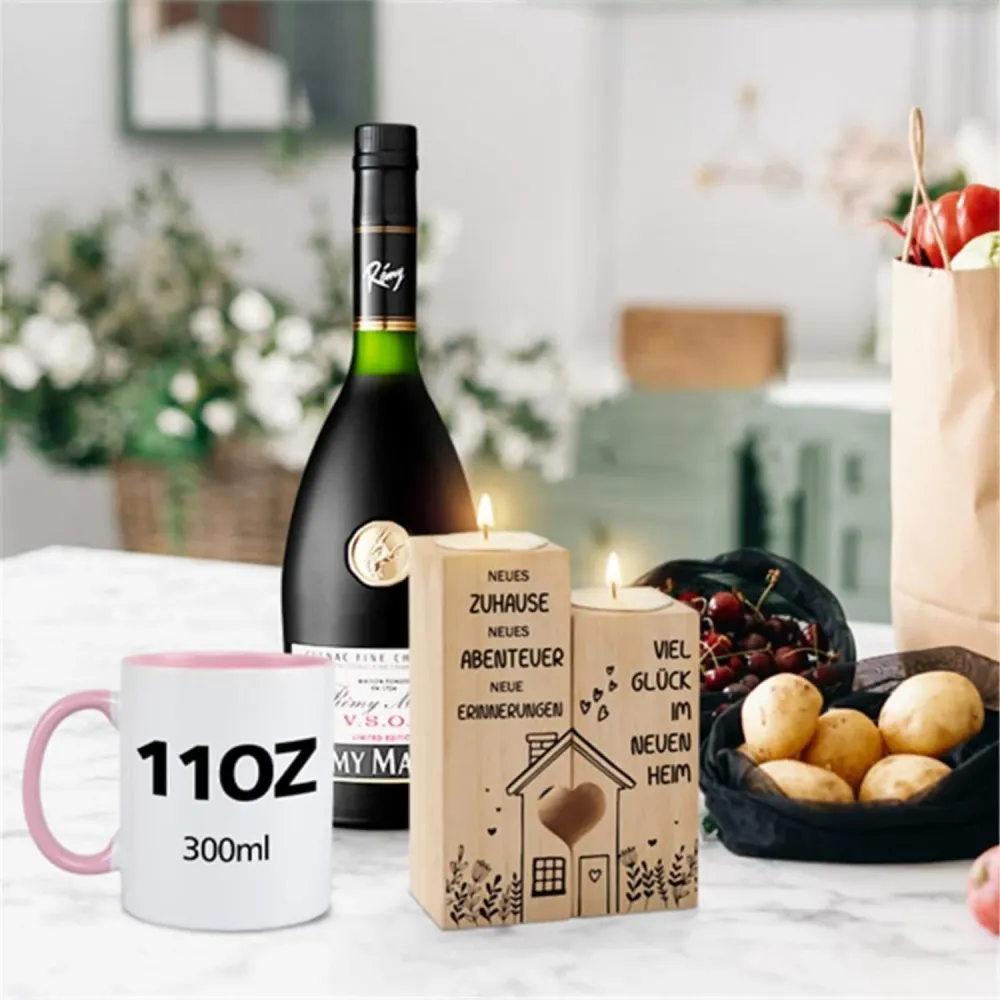 Kerzenhalter Einzugsgeschenk Wohnung Teelichthalter Holz