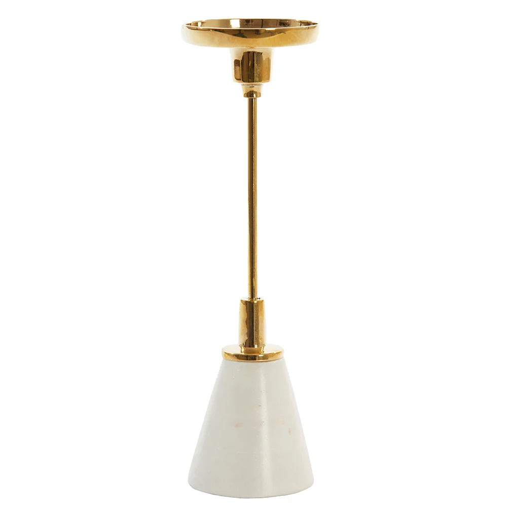 Kerzenhalter JOLIAN Marmor weiß, gold, H28 cm