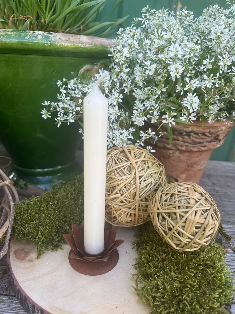 Kerzenhalter LOTTI für Stabkerzen Metall mit Edelrost Blütenform vintage shabby rustikal H/dia: 3/6,5cm