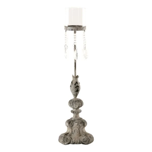 Kerzenhalter mit Finessen, grau, 46 cm, Metall