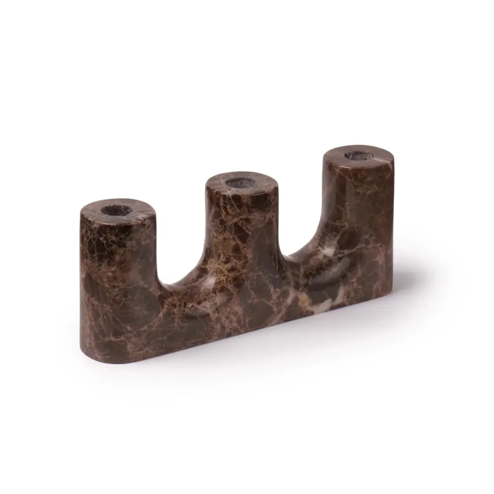 Kerzenhalter TRILO brauner Marmor