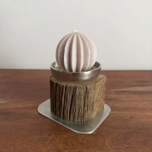 Kerzenständer aus Eichenholz gebürstet und Designkerze 1137