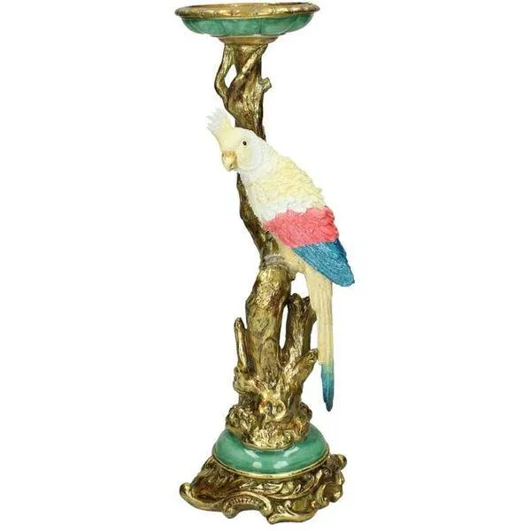 Kerzenständer Kakadu – Mehrfarbig – Höhe 35 cm – Exotisches Design – Deko-Highlight für Innen & Außen