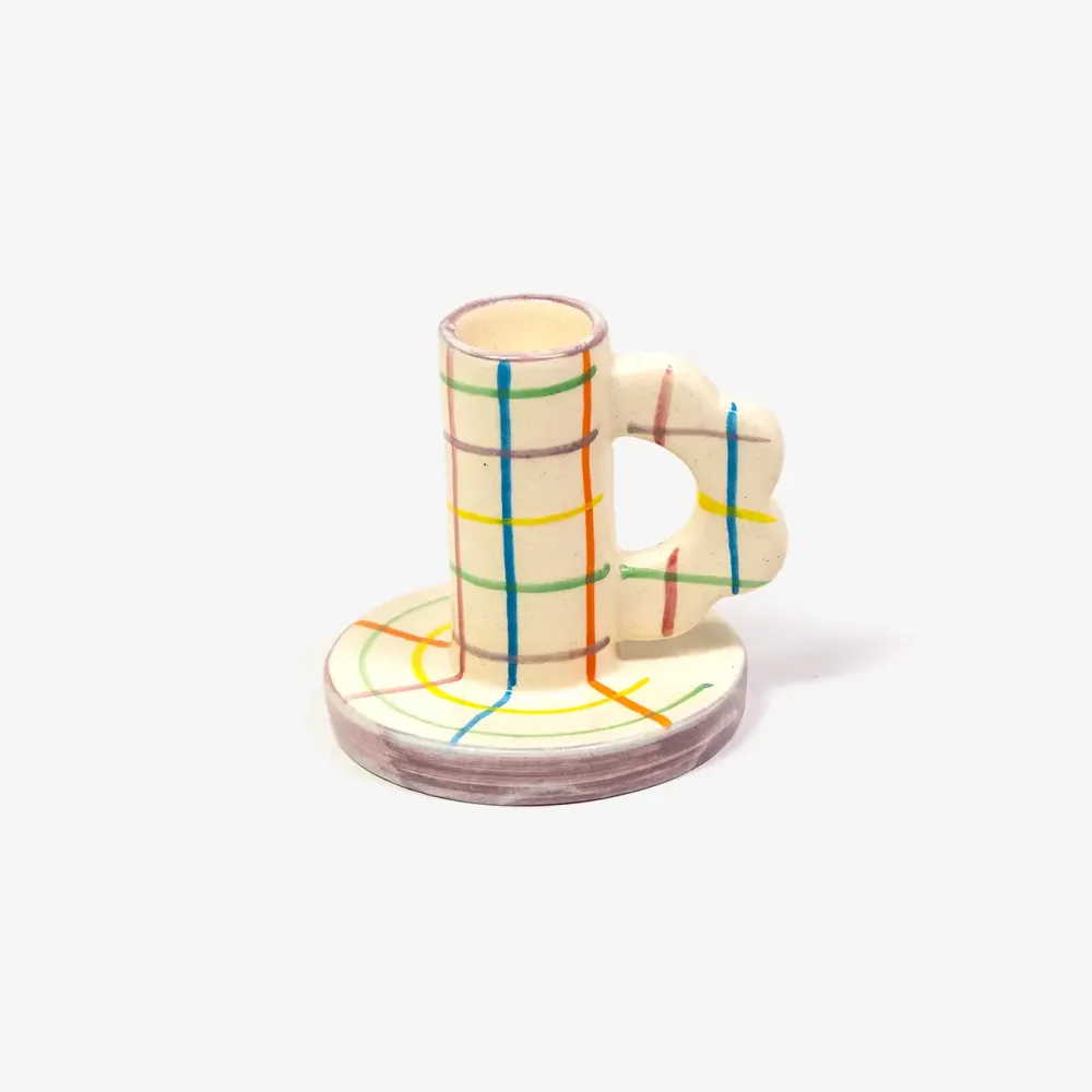 Kerzenständer/ Keramik / Handle Karo / 8x7cm / Kerzendurchmesser 23mm