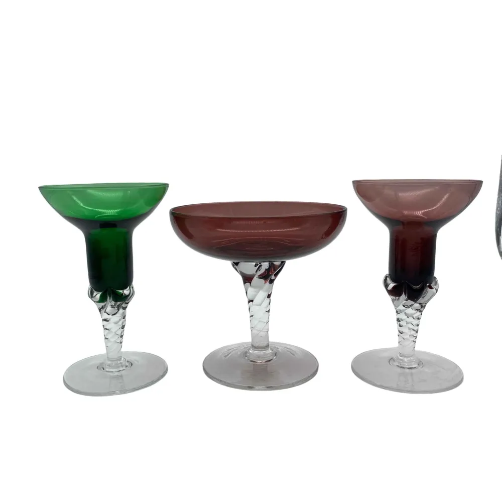Kerzenständer Schale Glas lila grün Italien 60er 70er Jahre
