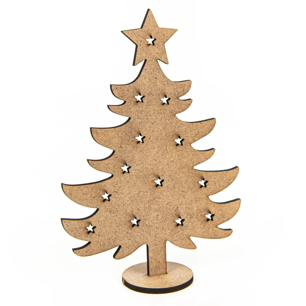 9 kleine Weihnachtsbäume aus Holz - Baum Miniatur flach zum Stecken