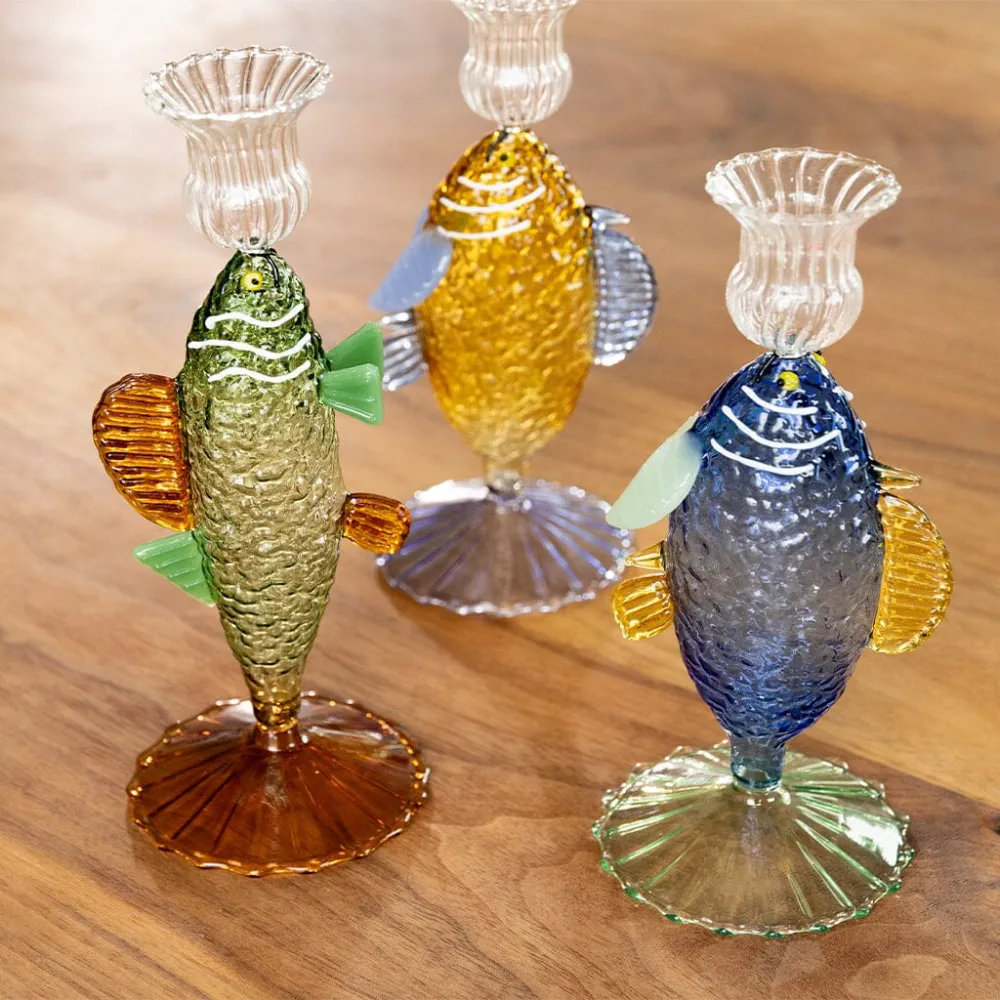 &Klevering - Kerzenständer Fisch grün