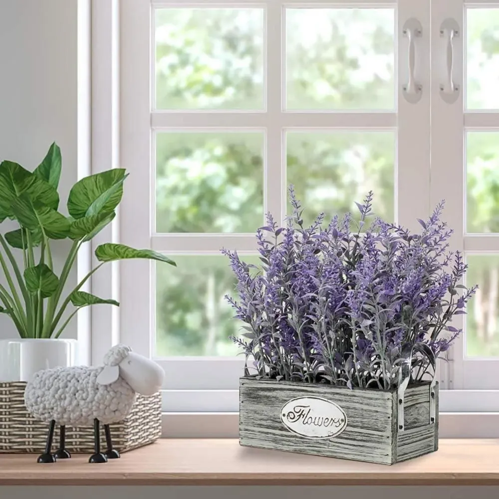 Künstlicher Lavendel Blumen Kunstpflanze Flocked Kunststoff