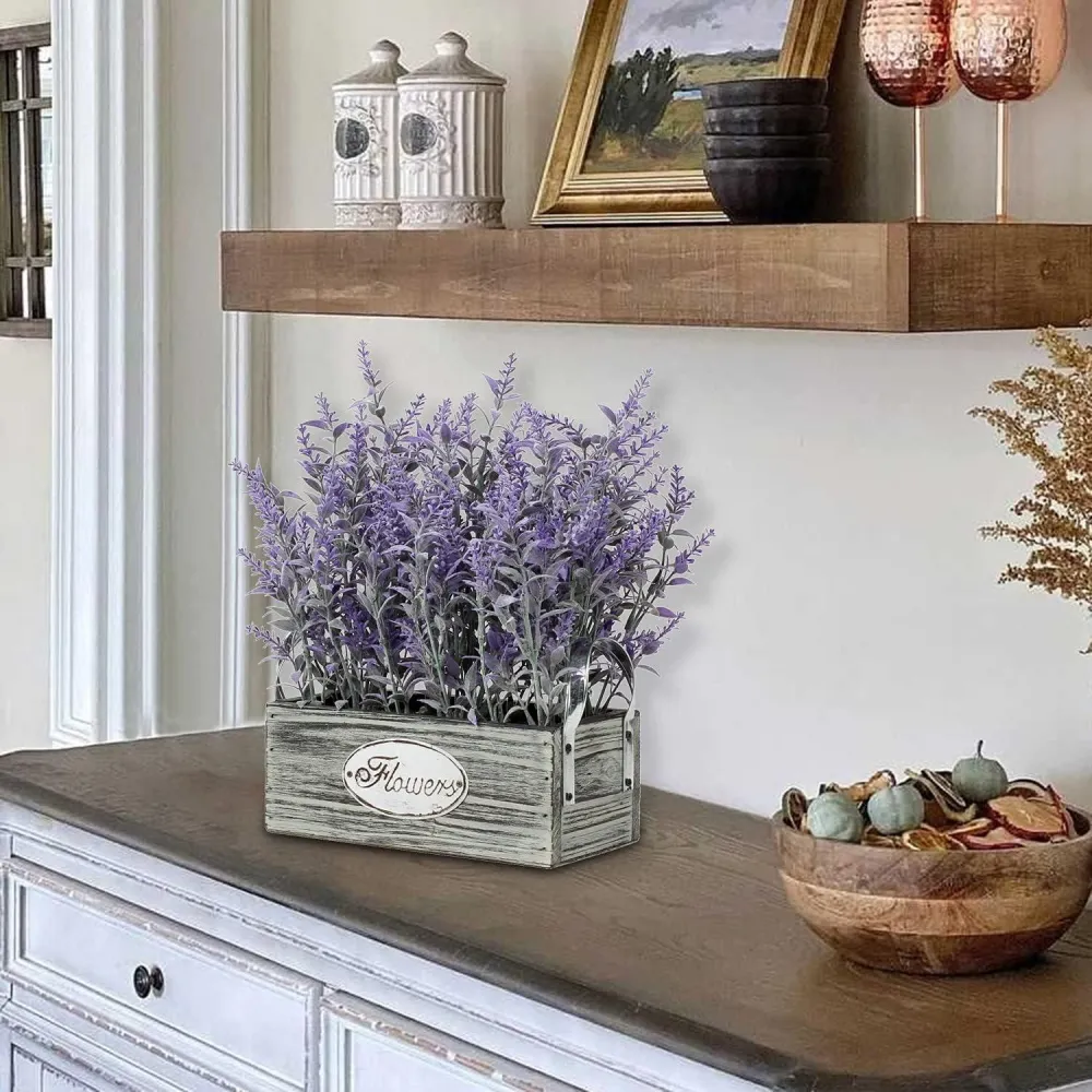 Künstlicher Lavendel Blumen Kunstpflanze Flocked Kunststoff