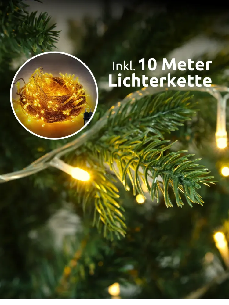 Künstlicher Weihnachtsbaum 160 cm mit Schnee inkl. Lichterkette