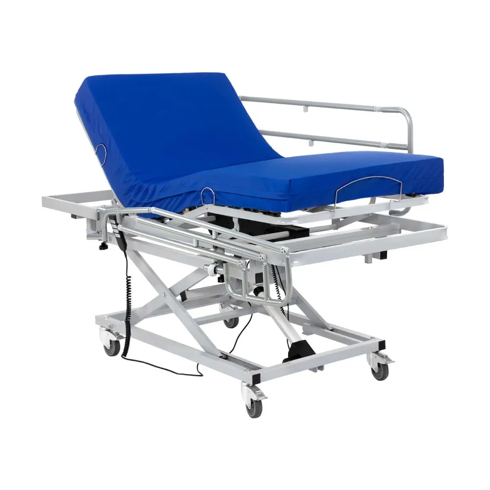 Krankenhausbett mit Hubwagen, verstellbar, mit viskoelastischer Matratze Professional V3 und Seitengittern - 105x200 cm