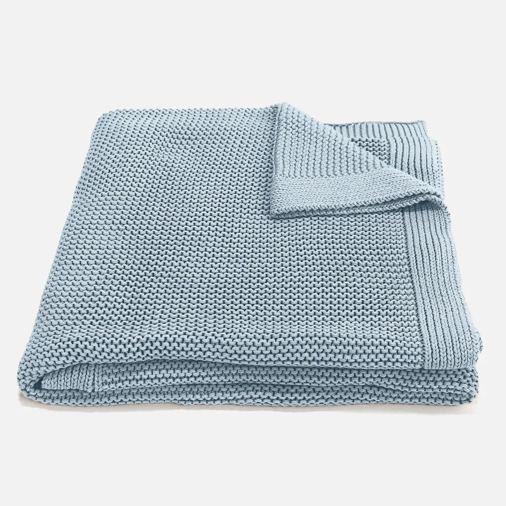 Kuscheldecke / Tagesdecke - Ellos Grobgestrickt Misty Blau