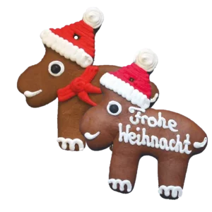 Lebkuchenelche (16x17cm), 2x Rentier mit Schleife und Schrift