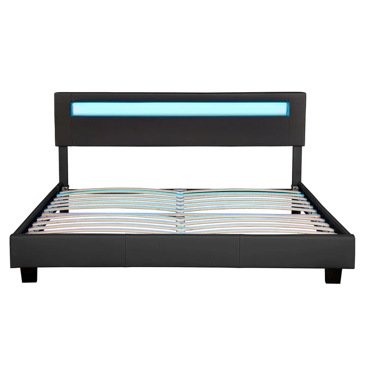 LED Polsterbett Paris mit Lattenrost 160x200 cm - schwarz