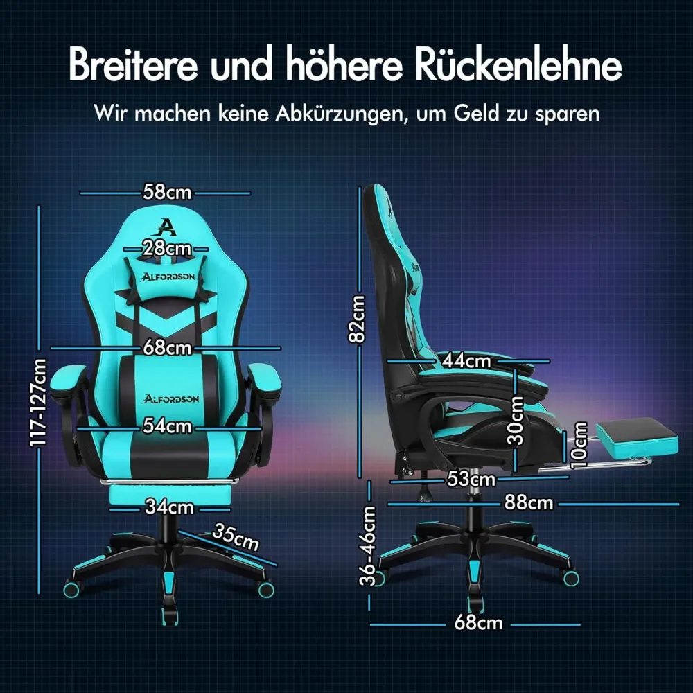 LED RGB Gaming-Stuhl mit Massage und Lordosenstütze