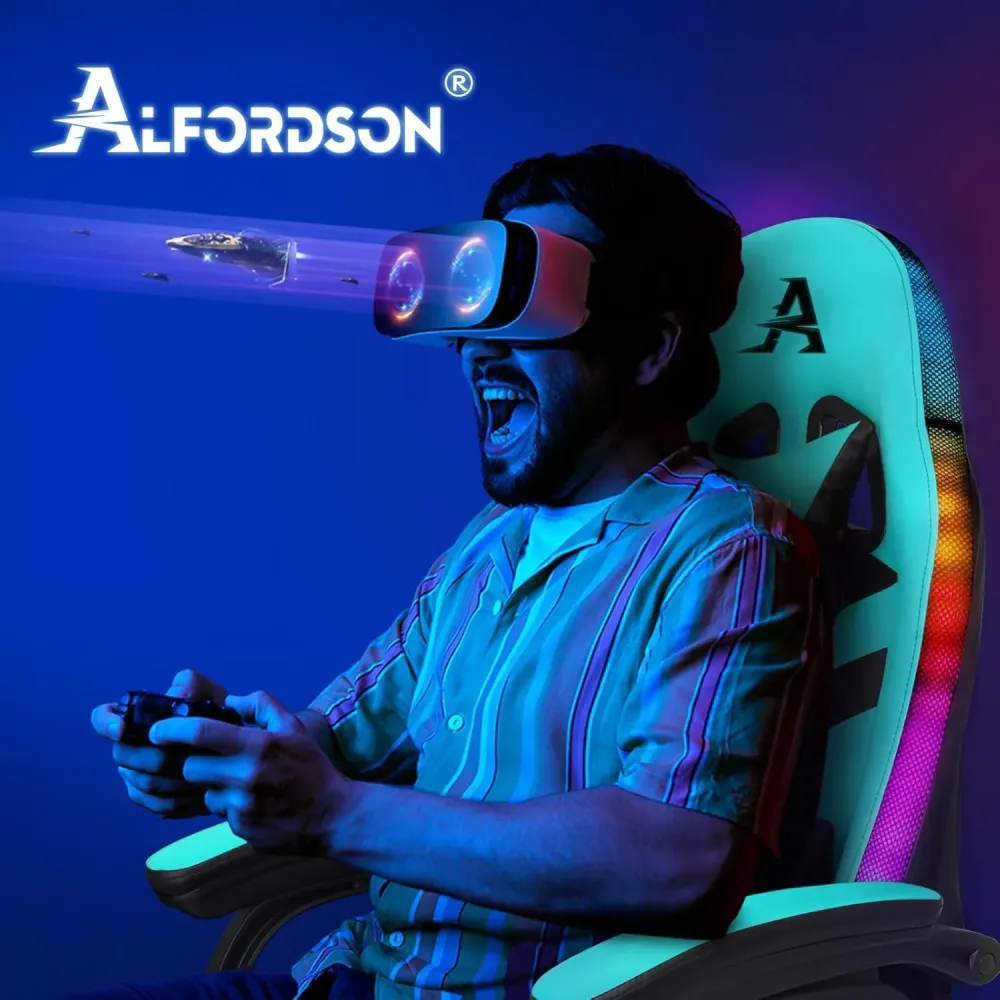 LED RGB Gaming-Stuhl mit Massage und Lordosenstütze