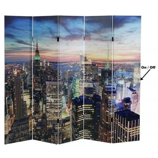 LED-Paravent Trennwand Raumteiler New York, Timer, netzbetrieben 180x200cm, 30 LEDs