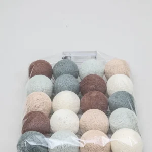 Lichterkette Cotton Balls weiss/grau/braun/beige
