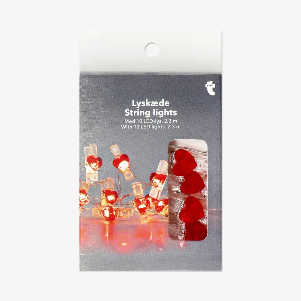 Lichterkette - Rote Herz-Clips