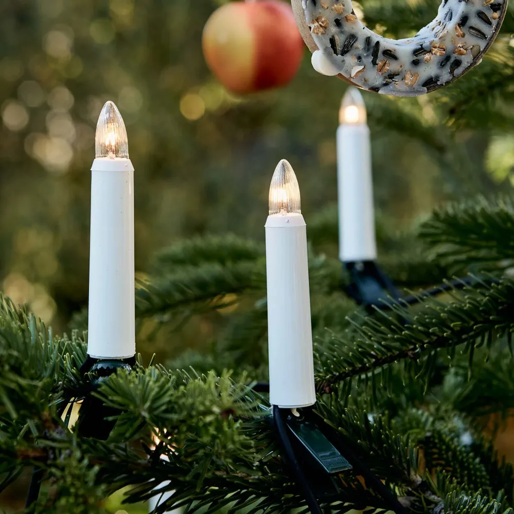 Lichterkette Weihnachtsbaum außen 30 teilig, Made Germany, Riffelkerzen, Glühfaden