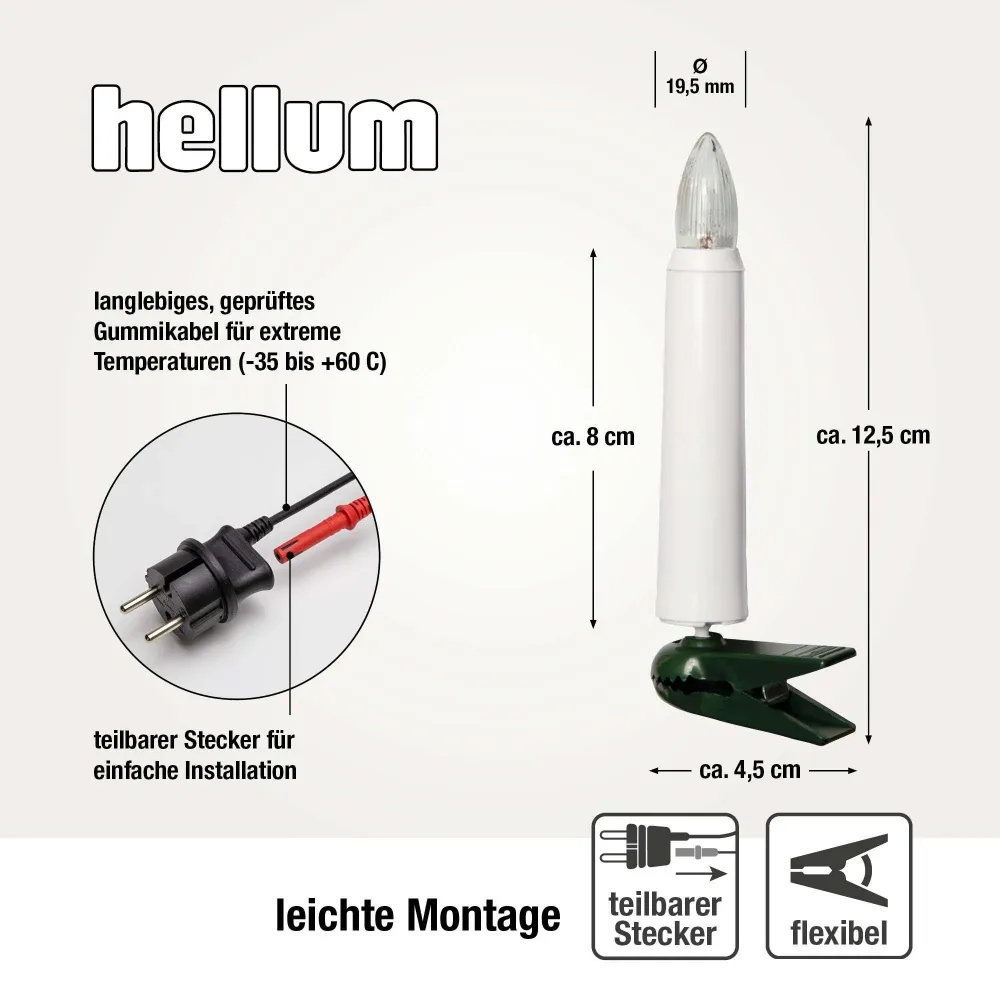 Lichterkette Weihnachtsbaum außen 30 teilig, Made Germany, Riffelkerzen, Glühfaden
