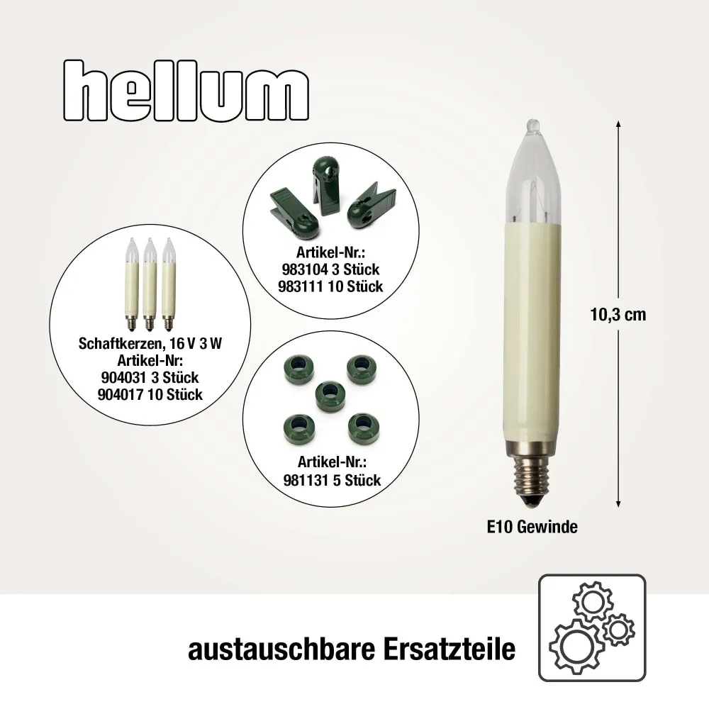 Lichterkette Weihnachtsbaum außen 15 teilig, Made Germany, Schaftkerzen, inkl. 3 Ersatzkerzen, Glühfaden