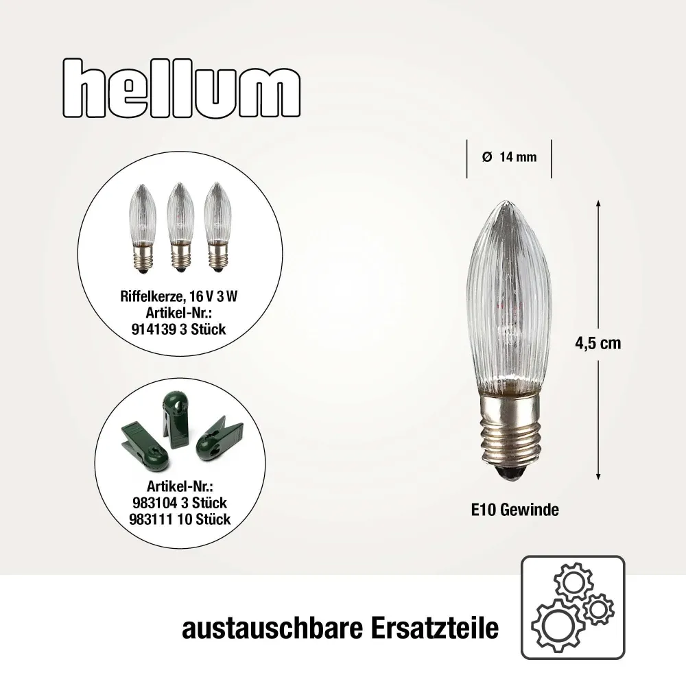 Lichterkette Weihnachtsbaum innen 15 teilig, Made Germany, Riffelkerzen, mit Wachstropfen, rot, Glühfaden