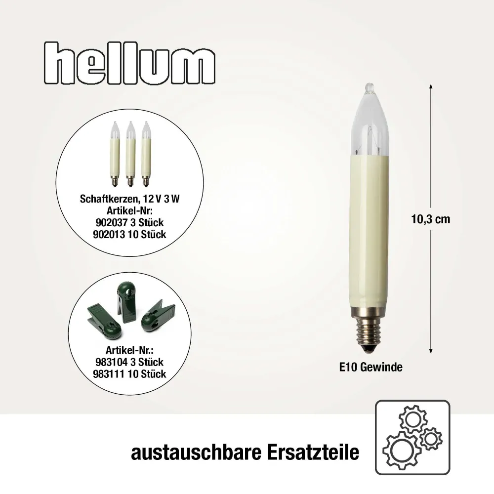Lichterkette Weihnachtsbaum innen 20 teilig, Made Germany, Schaftkerzen, inkl. 3 Ersatzkerzen, Glühfaden