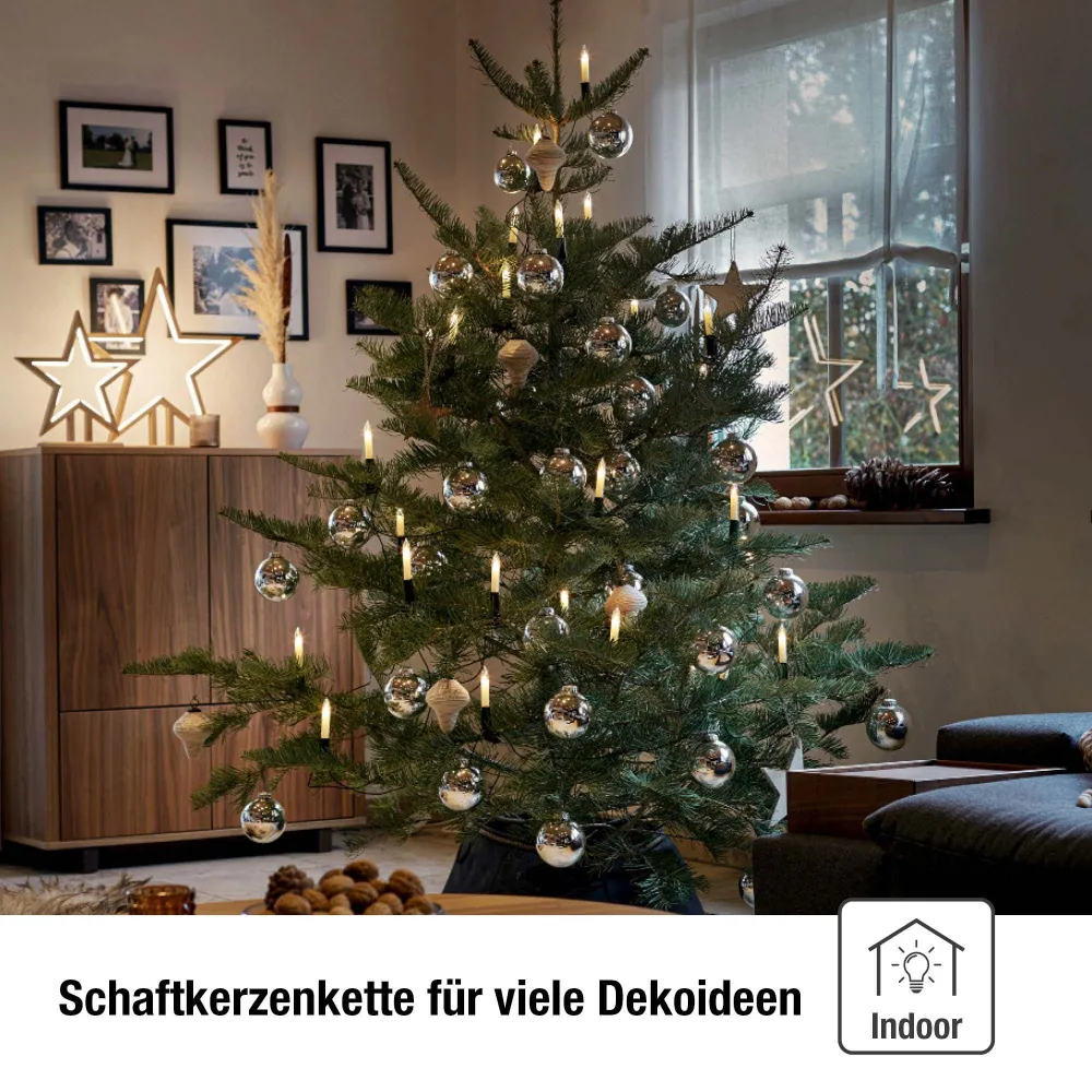 Lichterkette Weihnachtsbaum innen 20 teilig, Made Germany, Schaftkerzen, inkl. 3 Ersatzkerzen, Glühfaden