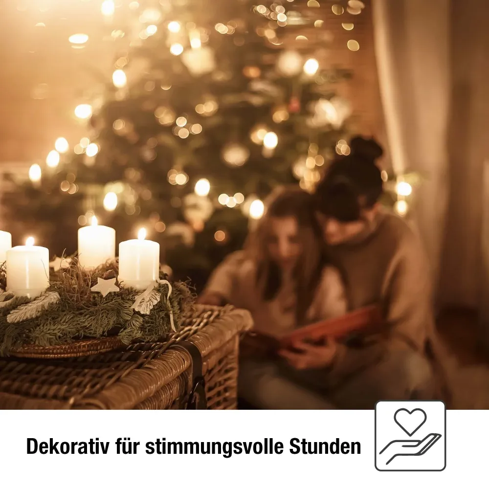 Lichterkette Weihnachtsbaum innen 20 teilig, Made Germany, Schaftkerzen, inkl. 3 Ersatzkerzen, Glühfaden