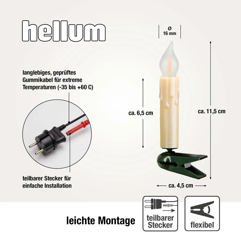 Lichterkette Weihnachtsbaum LED Filament mit Flammeneffekt innen 20 teilig, Made Germany, Riffelkerzen, mit Wachstropfen,...