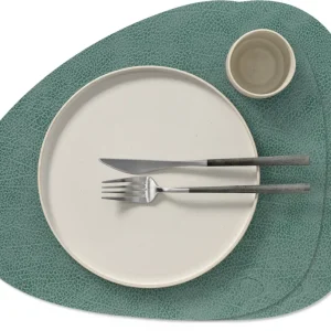 LIND DNA Tischsets Hippo - Leder - Pastellgrün - Curved - 44 x 37 cm - 2 Stück