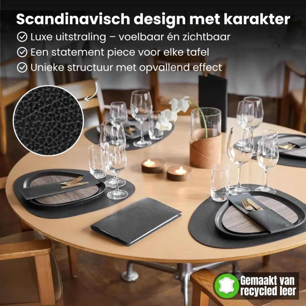 LIND DNA Tischsets Hippo - Leder - Pastellgrün - Curved - 44 x 37 cm - 2 Stück