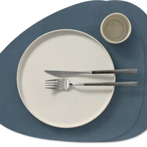 LIND DNA Tischsets Nupo - Leder - Dunkelblau - Curved - 44 x 37 cm - 2 Stück