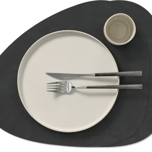 LIND DNA Tischsets Nupo - Leder - Schwarz - Curved - 44 x 37 cm - 2 Stück