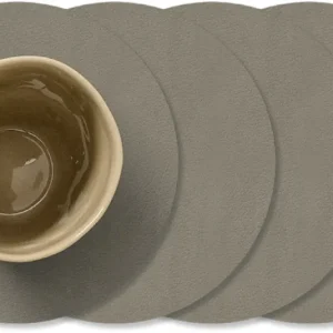 LIND DNA Untersetzer Nupo - Leder - Flint Grau - ø 10 cm - 4 Stück
