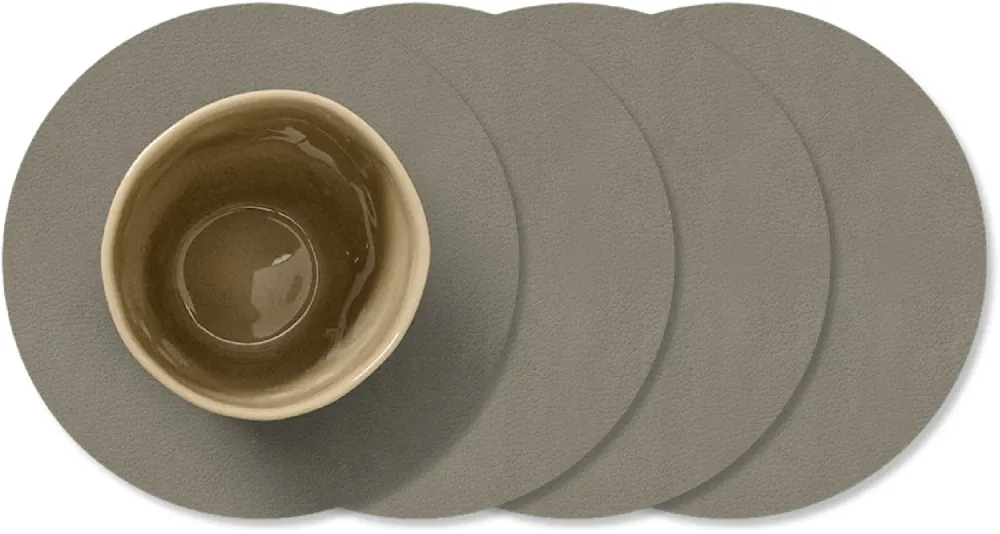 LIND DNA Untersetzer Nupo - Leder - Flint Grau - ø 10 cm - 4 Stück