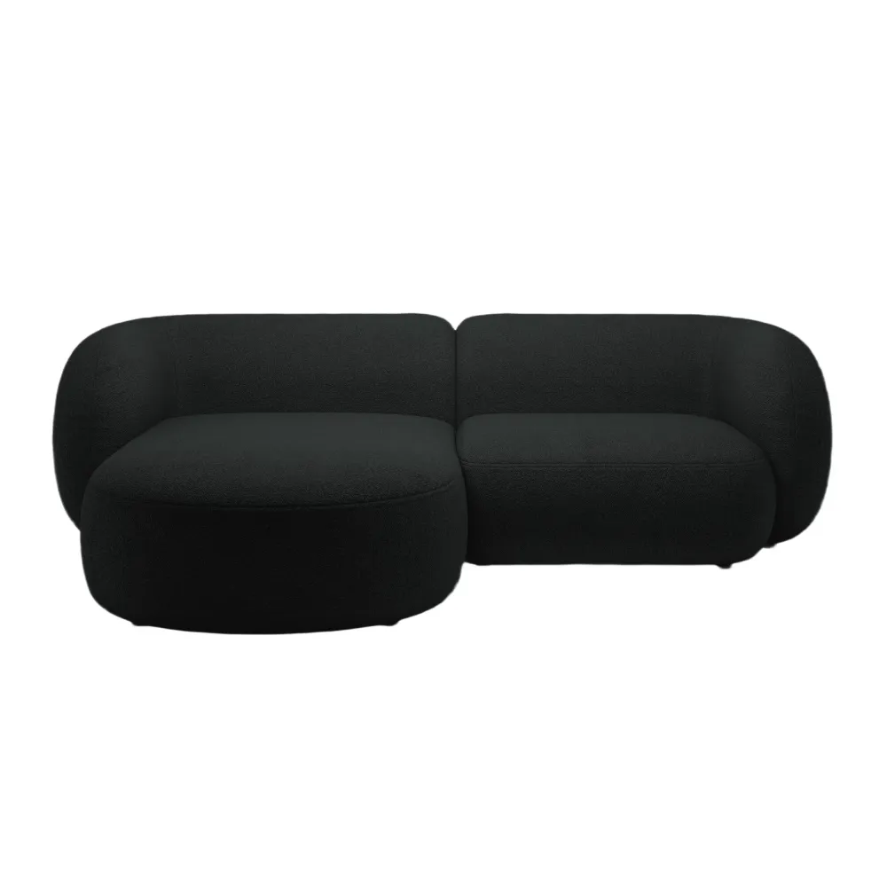 Linksseitige 2-Sitzer-Eckcouch KATE schwarzes Boucle