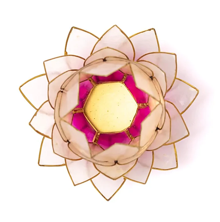 Lotus Kerzenhalter aus Capiz Muschel - pastell pink (Kopie)