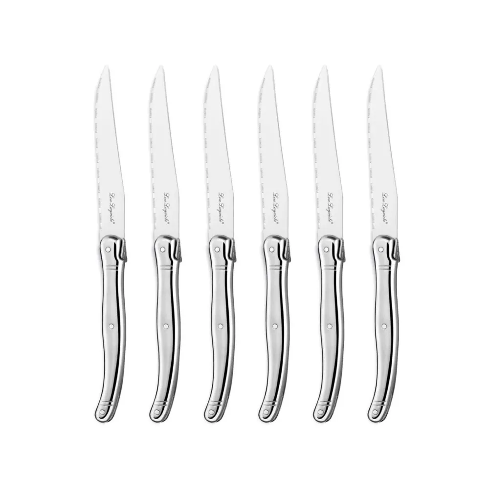 Lou Laguiole - Tradition 6 Steakmesser + Messerblock - Edelstahl