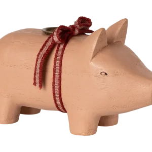 Maileg - Kerzenständer aus Holz Schwein Klein - Rosa