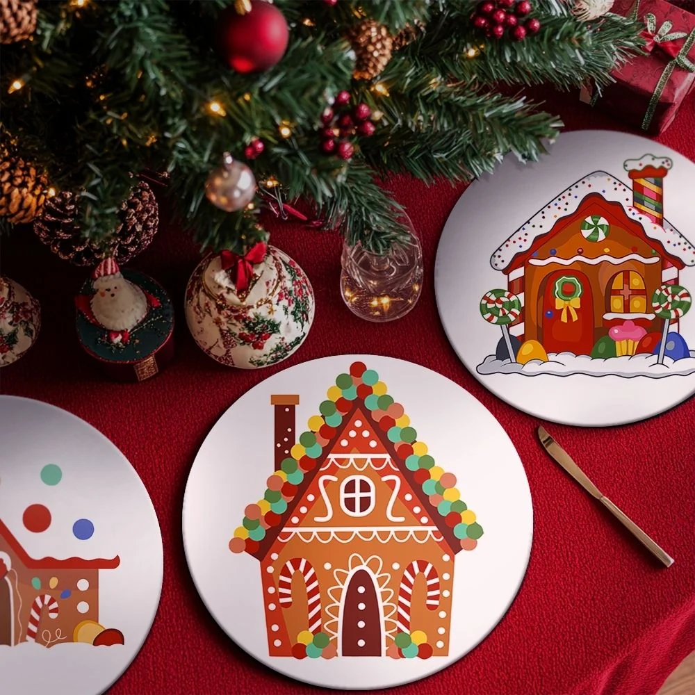 Malen nach Zahlen 20 cm Tischsets (4 Stück) - Lebkuchendorf Magie
