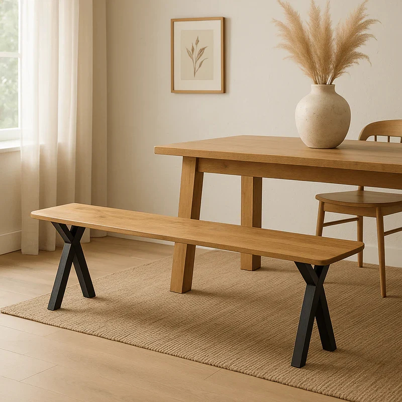 Mangoholz Esszimmerbank Salerno X-Fuß 200x40 cm Mahom