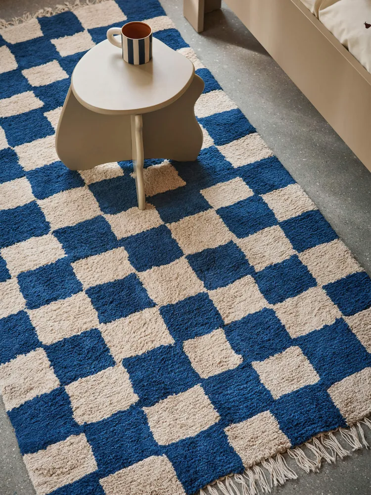 Mara Washable Rug - Deep Blue/Warm Sand
