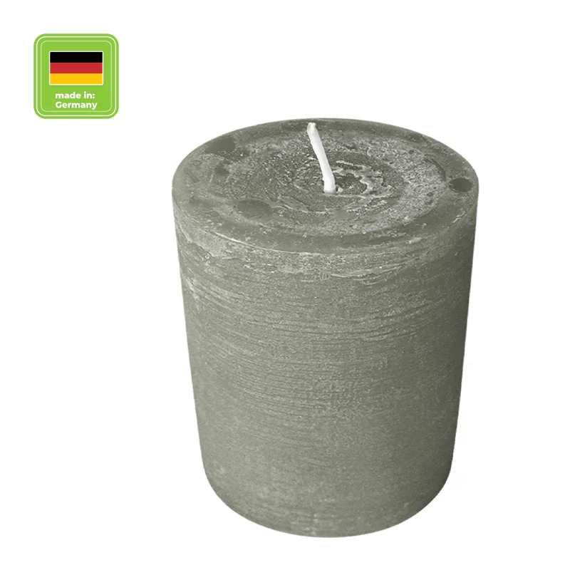 Marble Rustik Stumpenkerze Betongrau, Wiedemann, 80/68 mm, Brenndauer ca. 34h, durchgefärbt