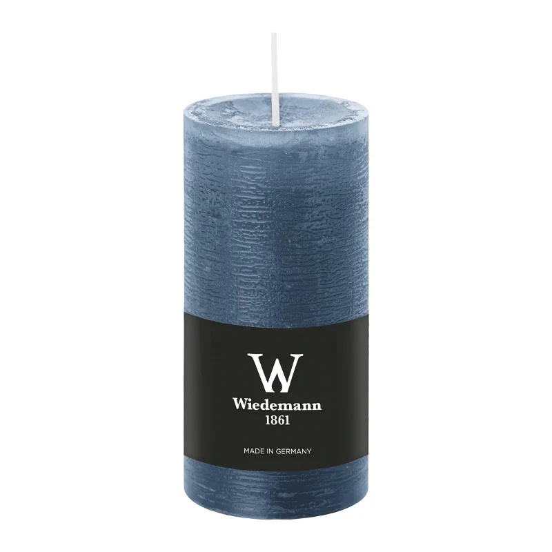 Marble Rustik Stumpenkerze Graublau, Wiedemann, 120/58 mm, Brenndauer ca. 42h, durchgefärbt