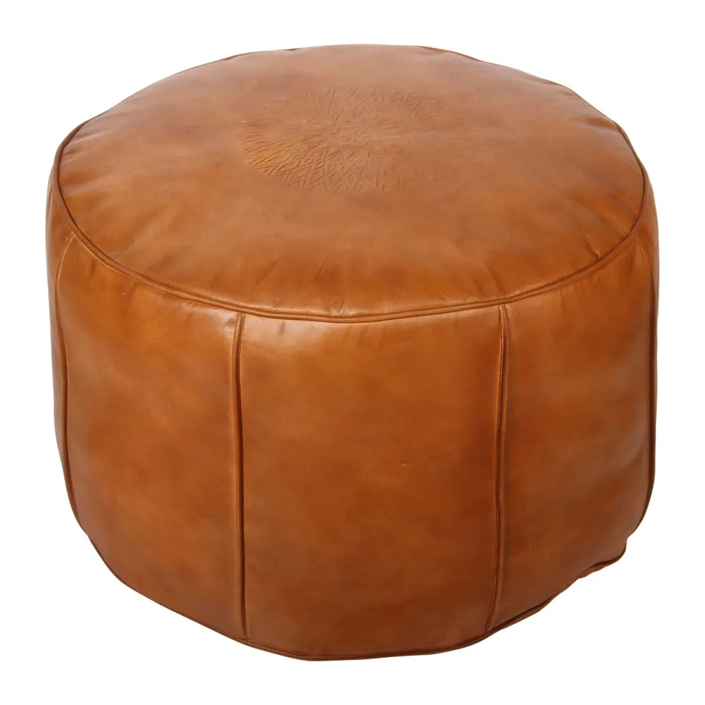 Marokkanisches Leder Sitzkissen Asli Orange